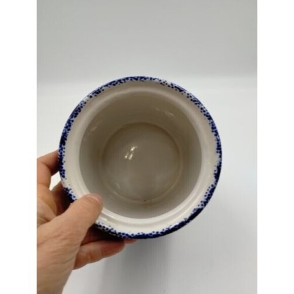 Corelle Coordinates Jay Imports Blue Hearts Stoneware Jar Utensil Holder 80s - Picture 5 of 8